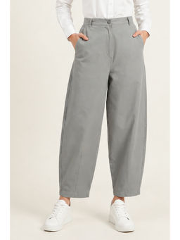 Zuri - Womens Grey Solid/Plain Pant