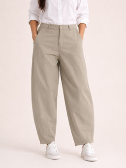 Zuri - Womens Khaki Solid/Plain Pant