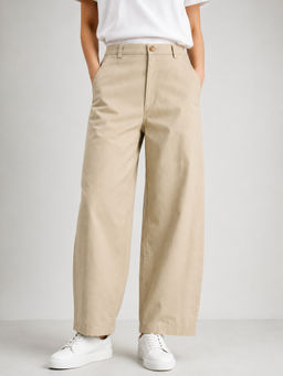 Zuri - Womens Brown Solid/Plain Pant
