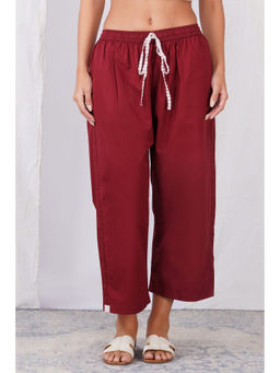 Zuri - Womens Red Solid/Plain Culottes