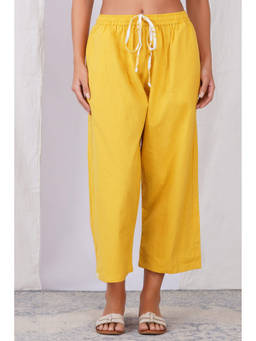 Zuri - Womens Yellow Solid/Plain Culottes
