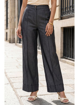 W - Black Solid/Plain Pant