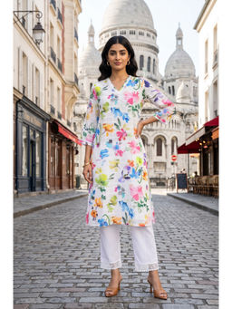 W - Floral White Kurta With Pant