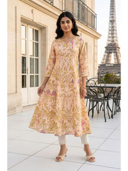 W - Cream Floral Kurta With Pant