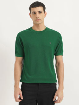 United Colors of Benetton - Green Pure Cotton Textured T-Shirt