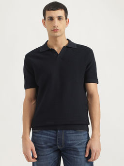 United Colors of Benetton - Blue Pure Cotton Textured Polo T-Shirt
