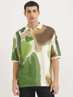 United Colors of Benetton - Multi-Color Pure Cotton Printed Polo T-Shirt