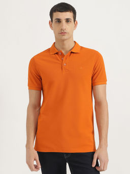 United Colors of Benetton - Orange Pure Cotton Solid Polo T-Shirt