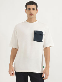 United Colors of Benetton - White Cotton Blend Solid T-Shirt