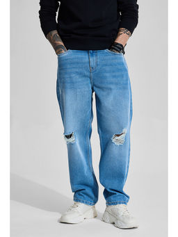 Snitch - Light Blue Distressed Loose Casual Jeans for Men