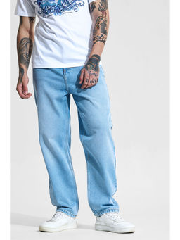 Snitch - Light Blue Mid Rise Loose Fit Jeans