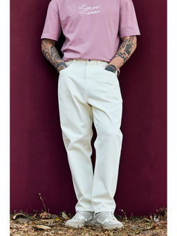 Snitch - Bordeaux Off White Loose Fit Jeans