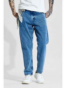 Snitch - Blue Solid Loose Casual Jeans for Men