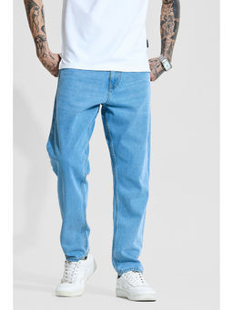 Snitch - Light Blue Solid Loose Casual Jeans for Men