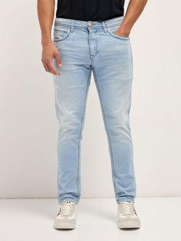 The Bear House - Men's Slim Fit Light Blue Cotton Jeans
