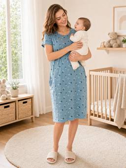 MomToBe - Women'S Cotton Aqua Feeding Nighty