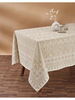 Fabindia - Beige Varsha Hand Block Printed Cotton Table Cover (6 Seater)