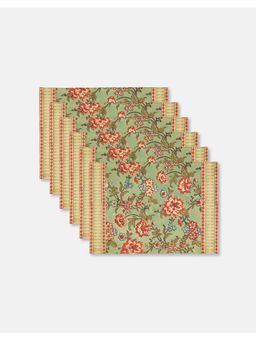 Fabindia - Green Indra Printed Cotton Table Mats (Pack of 6)