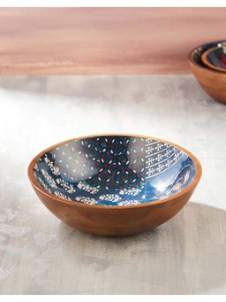 Fabindia - Blue Parthiv Mango Wood Serving Bowl
