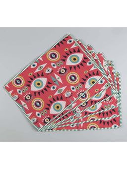 India Circus by Krsnaa Mehta - Pink Malocchio Stare Quilted Table Mats (Pack of 6)