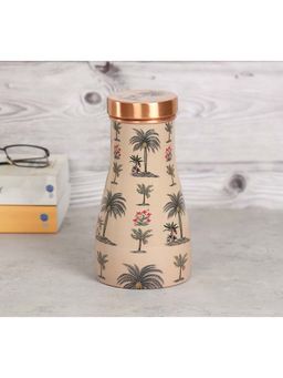 India Circus by Krsnaa Mehta - Beige Chevron Palms Bedside Copper Jar