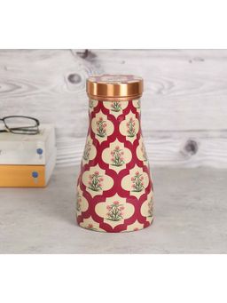 India Circus by Krsnaa Mehta - Beige Poppy Flower Scarlet Bedside Copper Jar