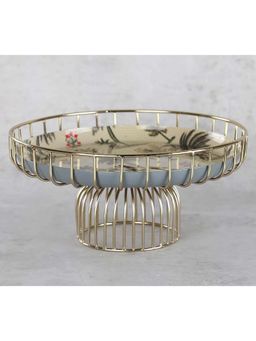 India Circus by Krsnaa Mehta - Beige Chevron Palms Iron Cake Stand