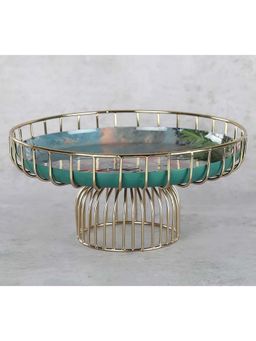 India Circus by Krsnaa Mehta - Blue Tropical View Iron Cake Stand