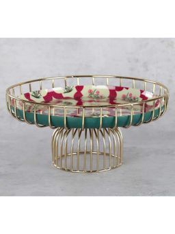 India Circus by Krsnaa Mehta - Beige Poppy Flower Scarlet Iron Cake Stand