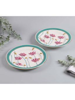 India Circus by Krsnaa Mehta - White Emerald Blossom Dinner Plates (Pack of 2)