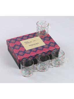 India Circus by Krsnaa Mehta - Clear Blooming Dahlia Glass Espresso Mugs (Pack of 4)