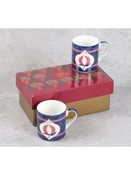 India Circus by Krsnaa Mehta - Blue Tropical Garden Trellis Mugs (Pack of 2)
