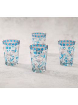 India Circus by Krsnaa Mehta - Clear Grey Flock of Birds Chai Glasses (Pack of 4)