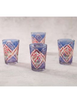 India Circus by Krsnaa Mehta - Blue Spring Bloom Chai Glasses (Pack of 4)