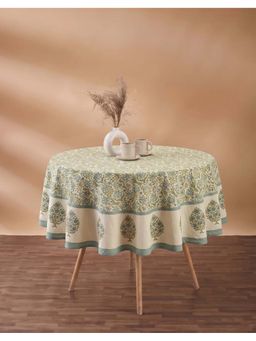 Fabindia - White Bela Hand Block Printed Cotton Table Cover