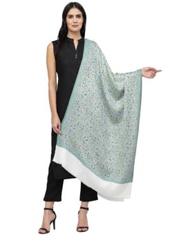 Anekaant - Lush White & Aqua Floral Woven Design Modal Stole