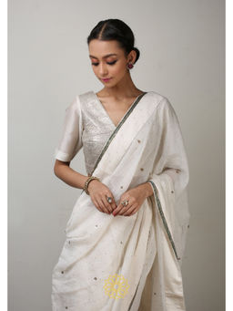 Rhua India - Chand Embroidered Saree With Stitched Blouse And Petticoat with Stitched