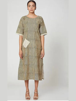 Banana Labs - Zapper Block Printed Green Cotton Dress