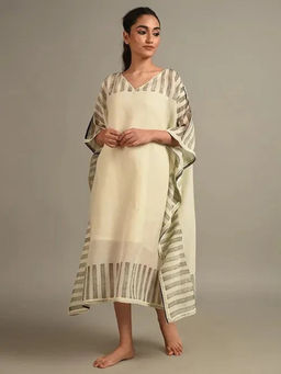 Banana Labs - Beige Corner Piano Long Kaftan with Slip