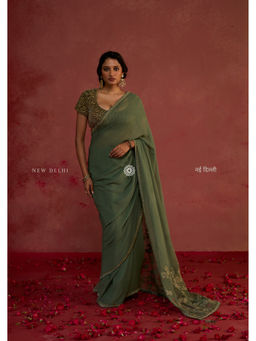Rhua India - Anaira Saree With Stitched Blouse And Petticoat with Stitched