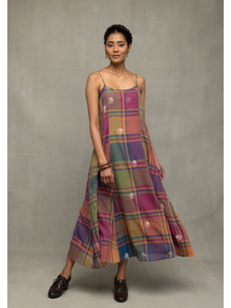 Sutra Art of Clothing - Multi-Color Pure Cotton Printed A-Line Midi Dress