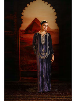 SAKSHI G CHAWLA - Purple Velvet Embellished Kaftan Dress