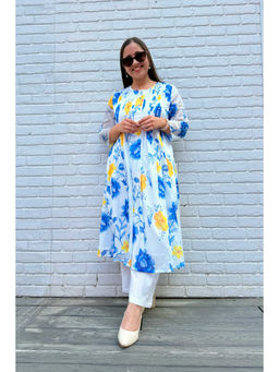 Studio Rabha - Women Blue Reverie Pin Tuck Kurta With Pant