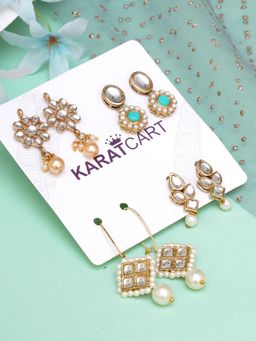 Karatcart - Set of 4 Handcrafted Kundan Earrings Combo for Women