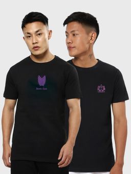 Bewakoof - Mens Black Graphic Printed T-shirts (Set of 2)