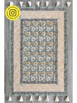 ART AVENUE - Ananta Hand Block Printed Cotton Floor Rug with Tassels