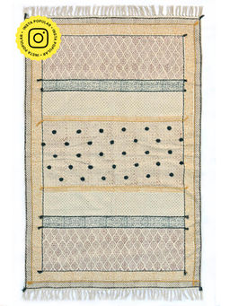 ART AVENUE - Aiden Hand Block Printed Cotton Floor Rug with Tassels