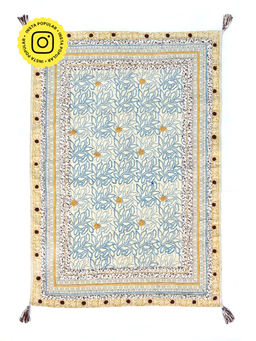 ART AVENUE - Carnation Hand Block Printed Cotton Floor Rug with Tassels