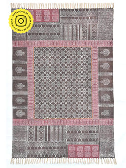 ART AVENUE - Ethan Hand Block Printed Cotton Floor Rug with Tassels