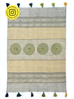 ART AVENUE - Kimberly Hand Block Printed Cotton Floor Rug with Tassels